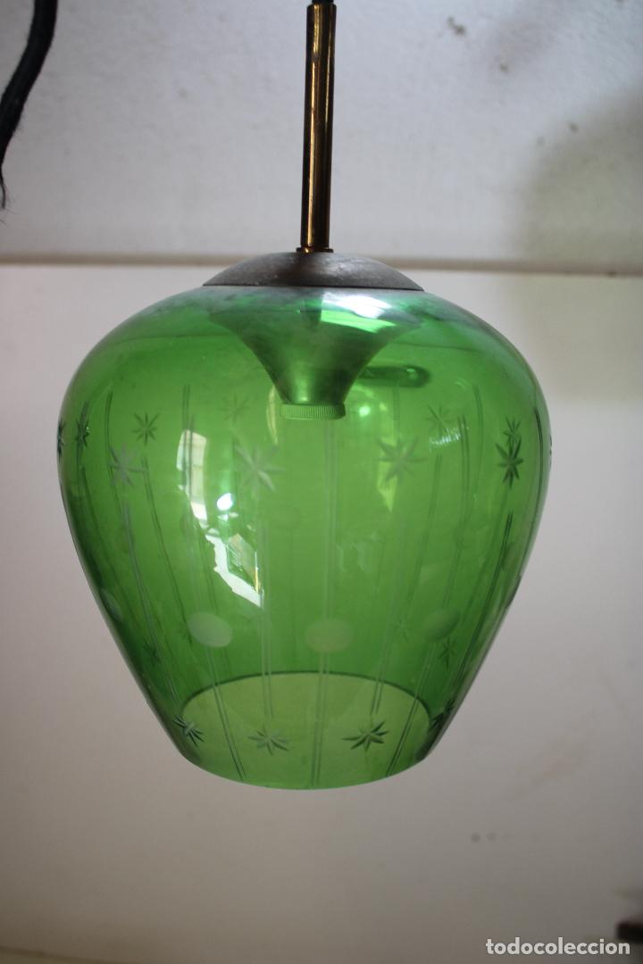 Vintage: lampara de techo tulipa verde - Foto 1