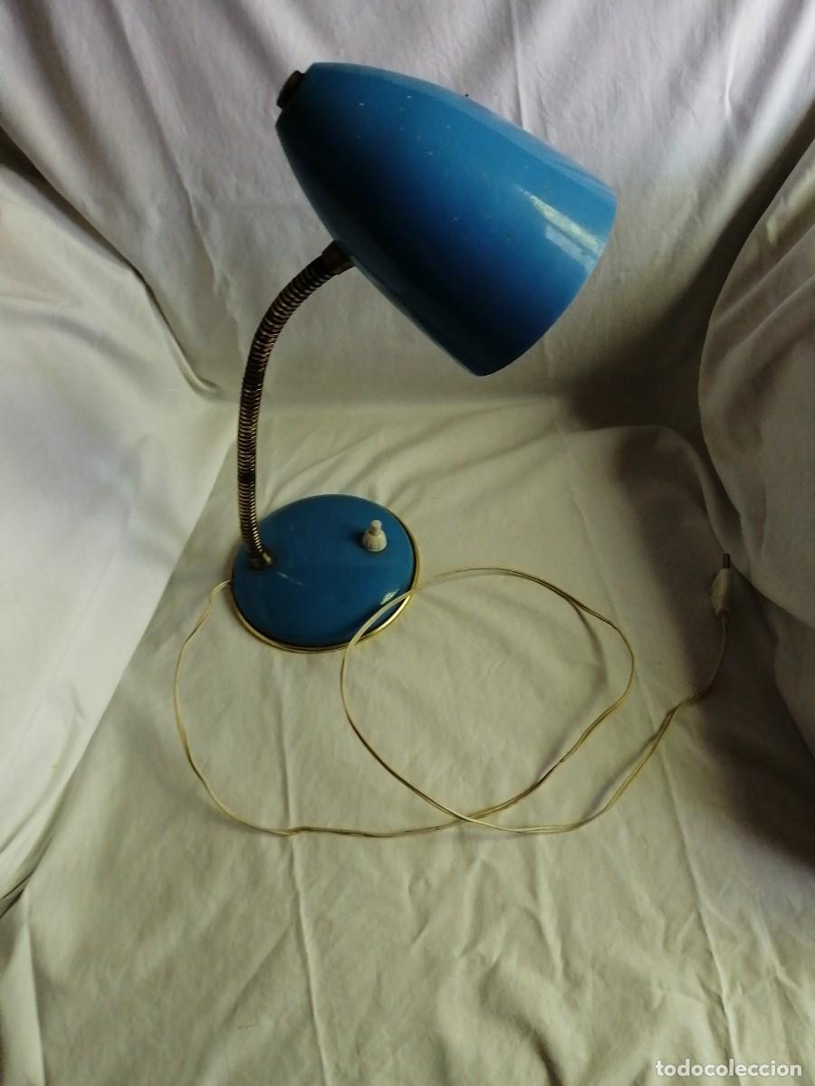 Vintage: L&aacute;mpara de mesa, flexo azul. - Foto 1