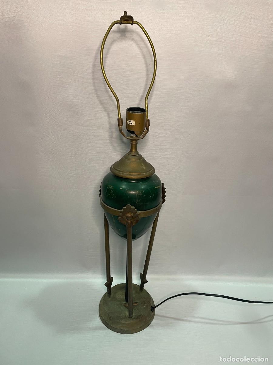 Vintage: LAMPARA ANTIGUA DE LA INDIA CON PIE DE BRONCE - Foto 2