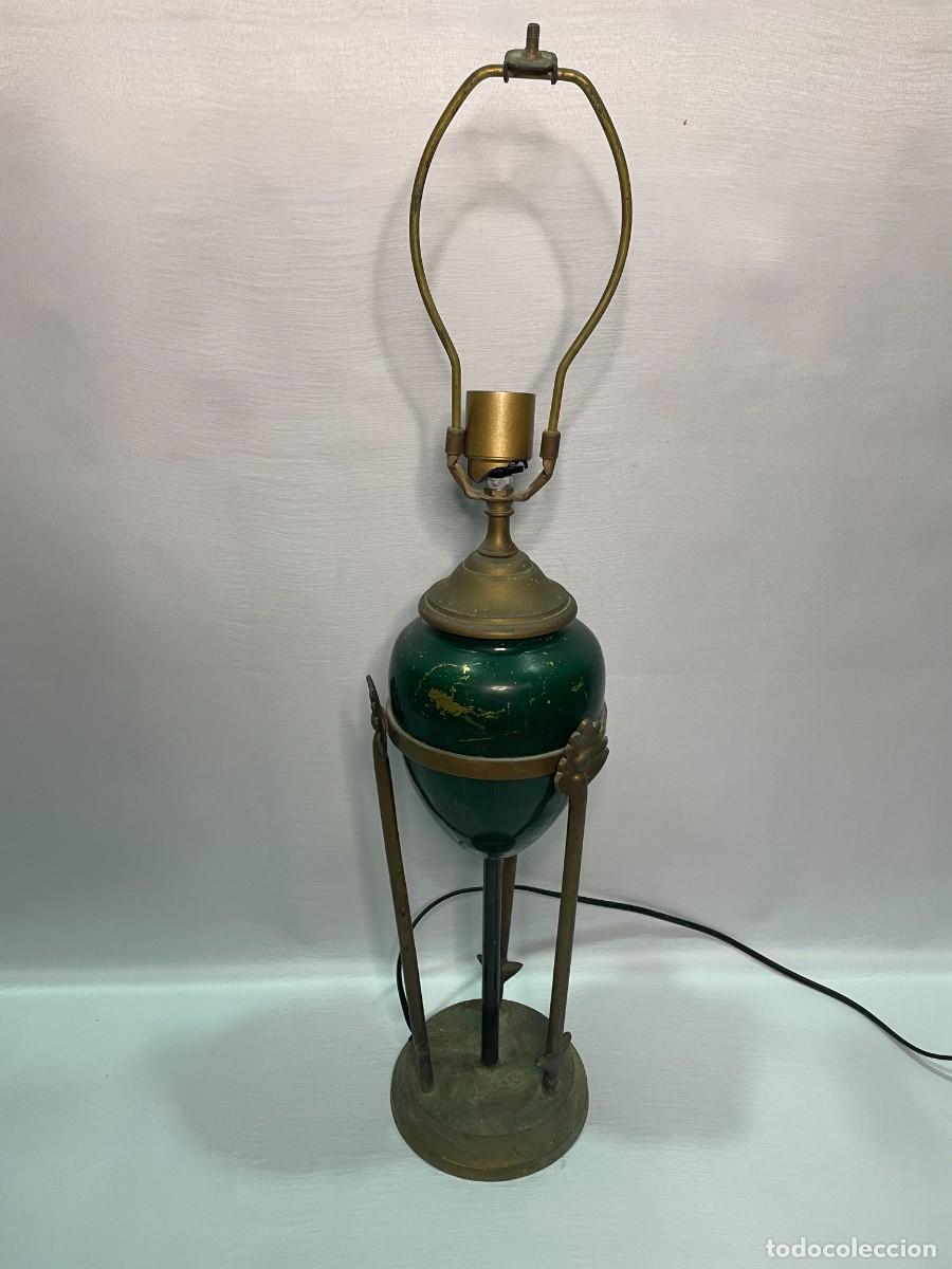 Vintage: LAMPARA ANTIGUA DE LA INDIA CON PIE DE BRONCE - Foto 1