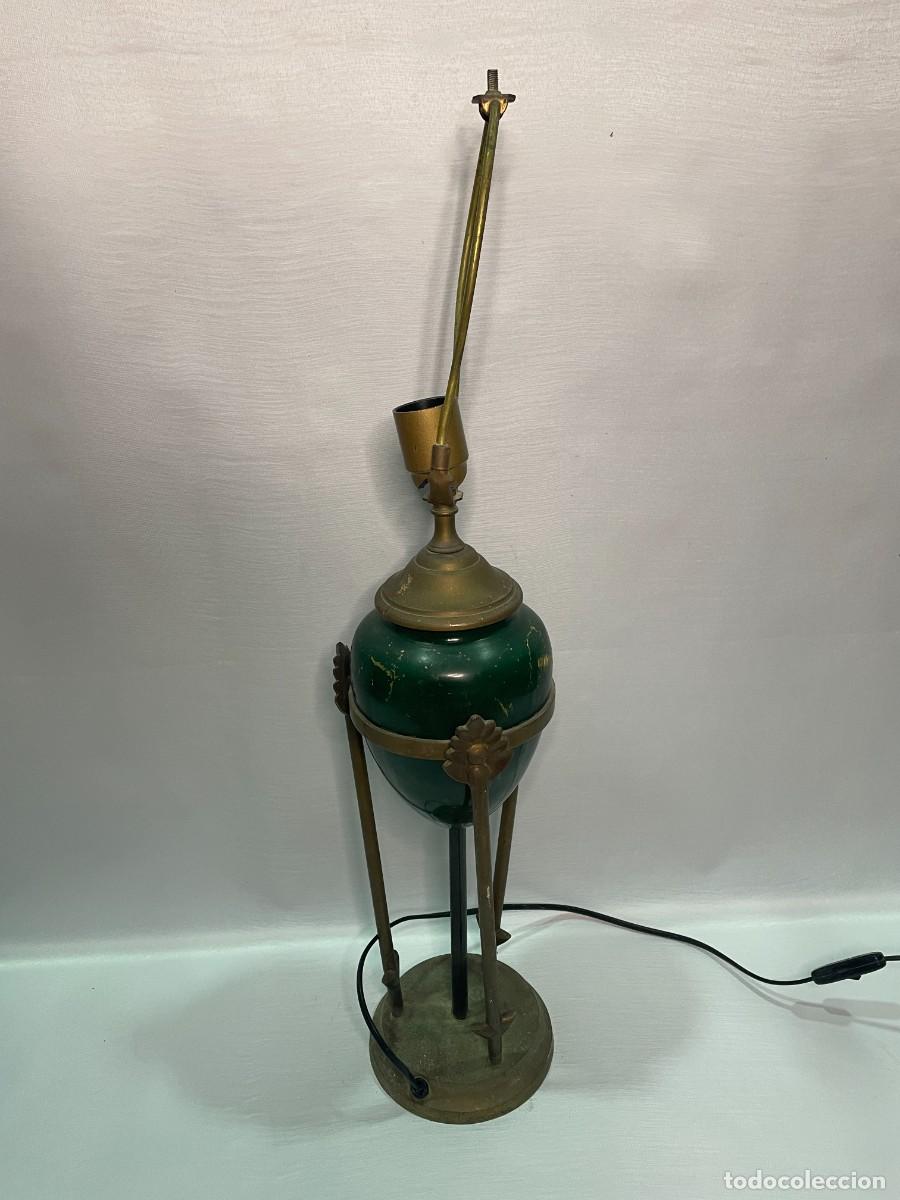 Vintage: LAMPARA ANTIGUA DE LA INDIA CON PIE DE BRONCE - Foto 3