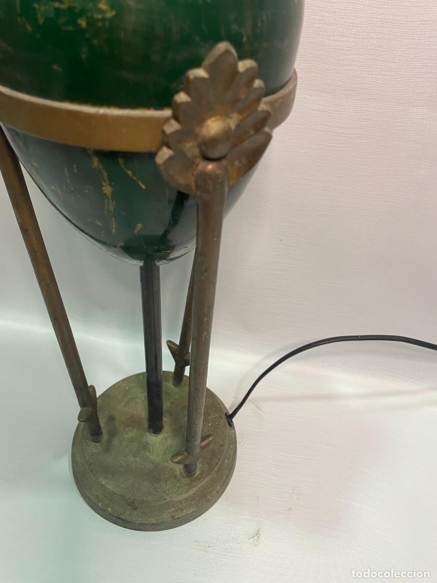 Vintage: LAMPARA ANTIGUA DE LA INDIA CON PIE DE BRONCE - Foto 8