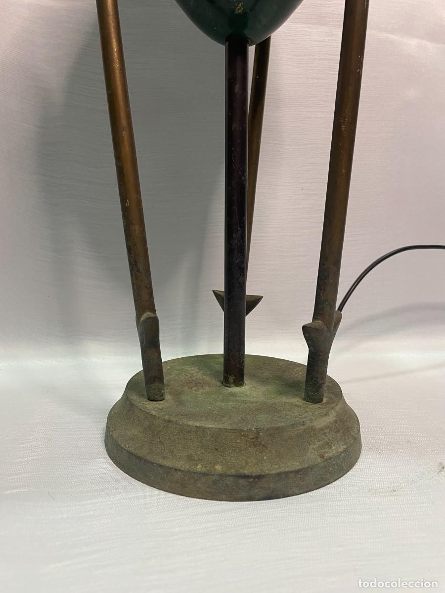 Vintage: LAMPARA ANTIGUA DE LA INDIA CON PIE DE BRONCE - Foto 10
