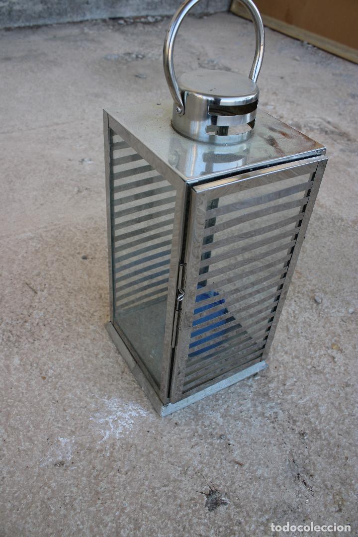 Vintage: farol de metal y cristal - Foto 1