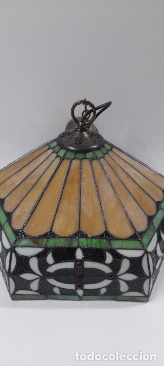 Vintage: PRECIOSA LAMPARA DE TECHO HEXAGONAL - Foto 2