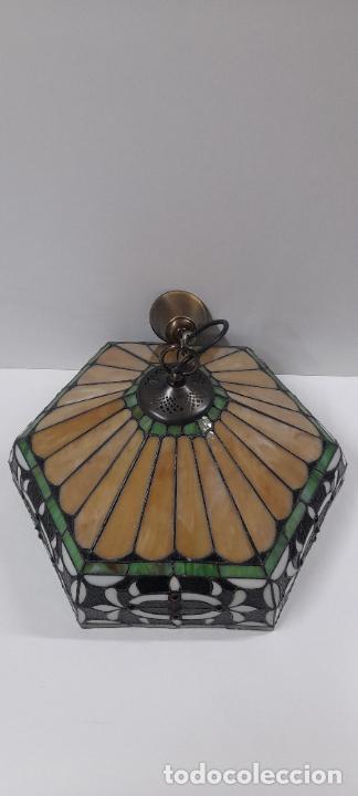Vintage: PRECIOSA LAMPARA DE TECHO HEXAGONAL - Foto 7