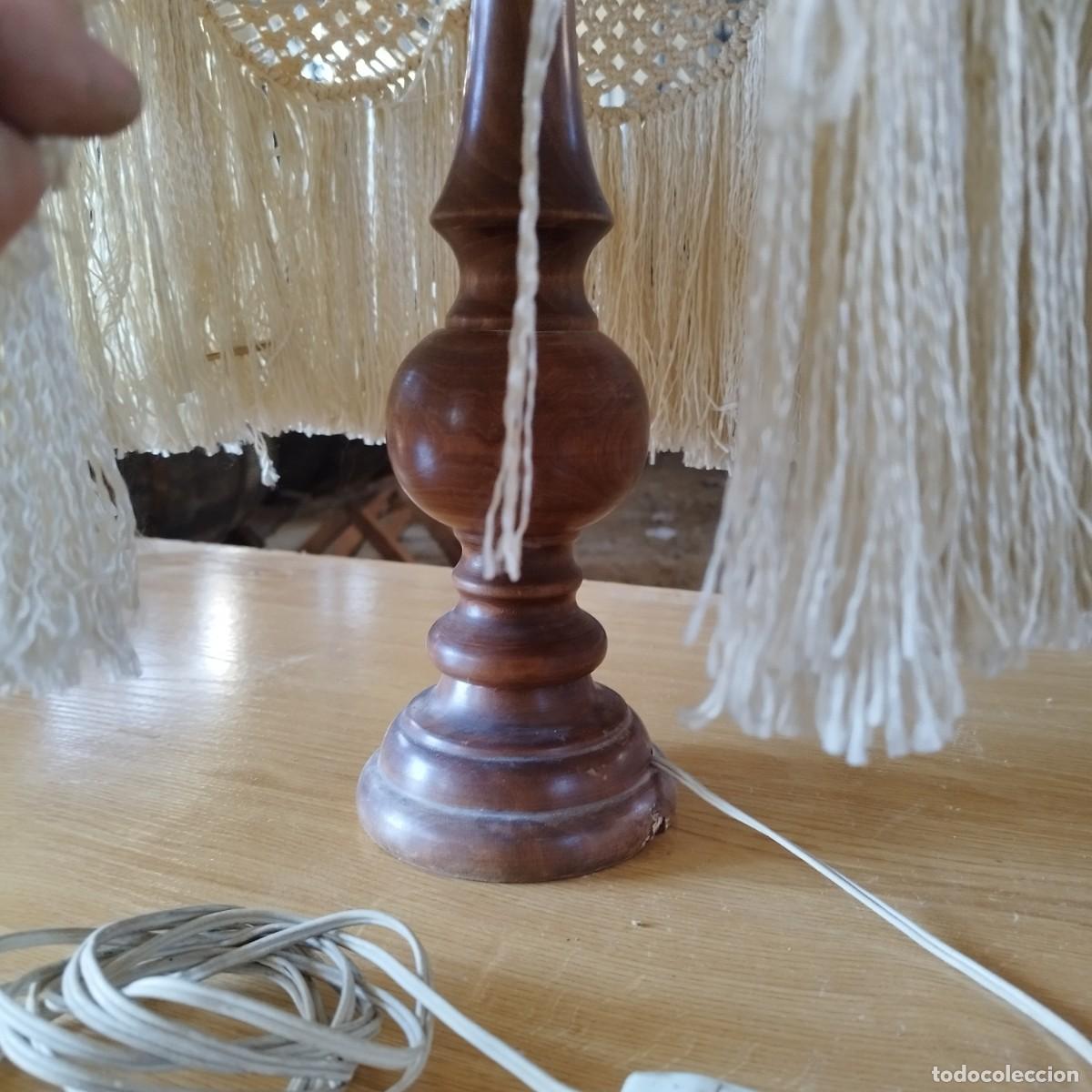 Vintage: LAMPARA MADERA PANTALLA ARTESANIA - Foto 6