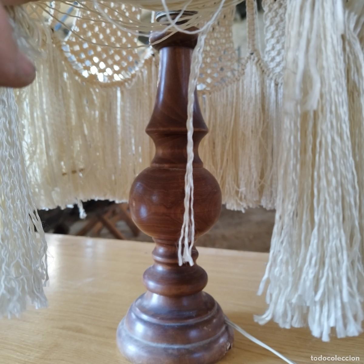 Vintage: LAMPARA MADERA PANTALLA ARTESANIA - Foto 7