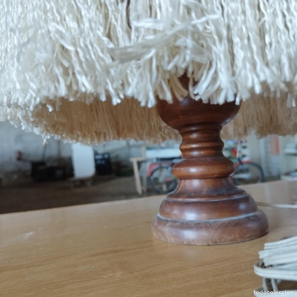 Vintage: LAMPARA MADERA PANTALLA ARTESANIA - Foto 9