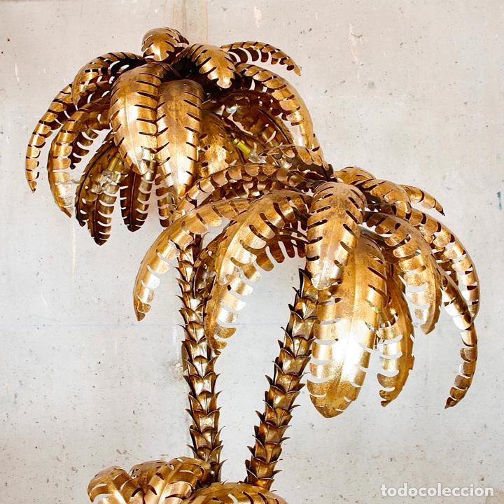 Vintage: L&Aacute;MPARA PIE TRIPLE PALMERA TIPO MAISON JANSEN - Foto 3