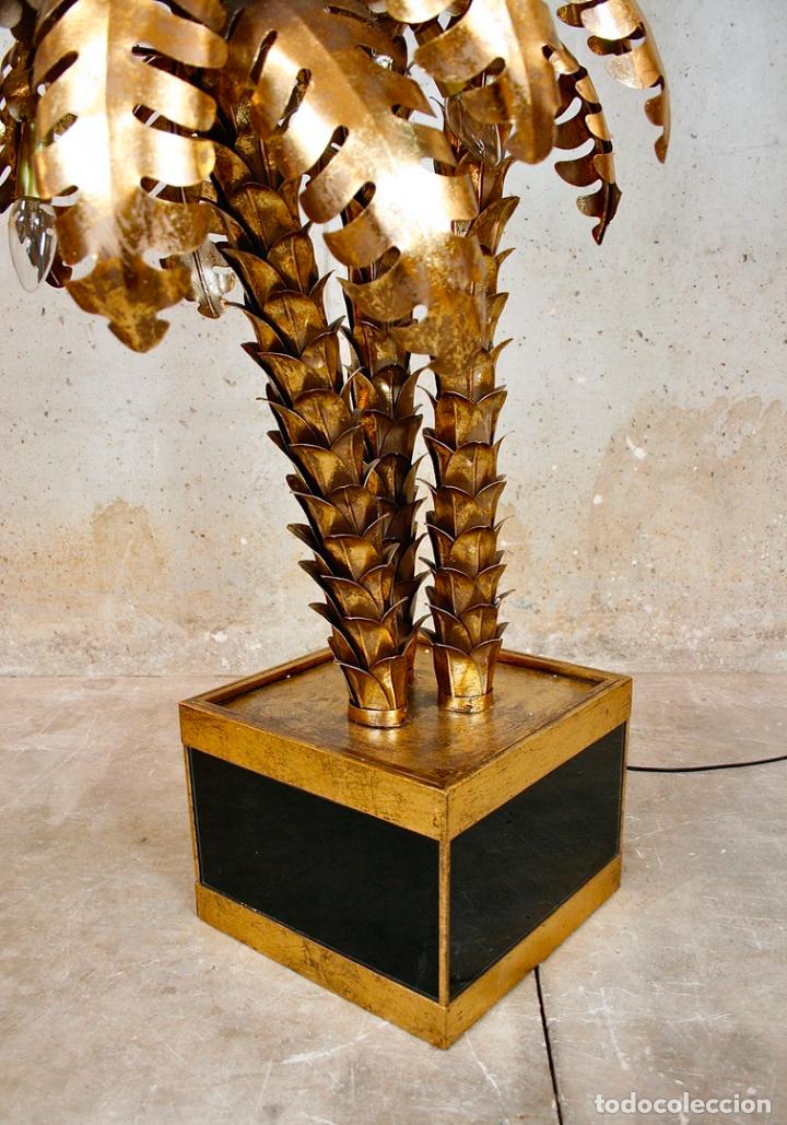 Vintage: L&Aacute;MPARA PIE TRIPLE PALMERA TIPO MAISON JANSEN - Foto 4