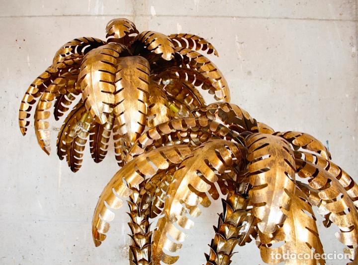 Vintage: L&Aacute;MPARA PIE TRIPLE PALMERA TIPO MAISON JANSEN - Foto 8