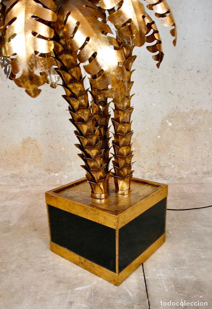 Vintage: L&Aacute;MPARA PIE TRIPLE PALMERA TIPO MAISON JANSEN - Foto 12