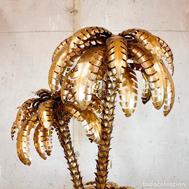 Vintage: L&Aacute;MPARA PIE TRIPLE PALMERA TIPO MAISON JANSEN - Foto 19