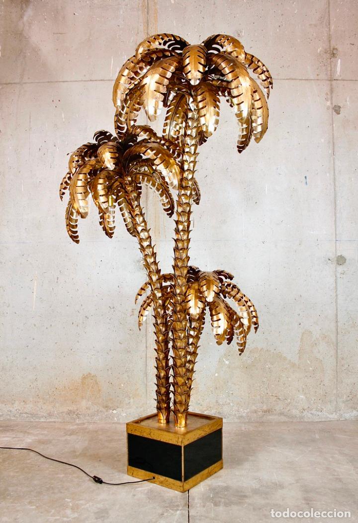 Vintage: L&Aacute;MPARA PIE TRIPLE PALMERA TIPO MAISON JANSEN - Foto 21