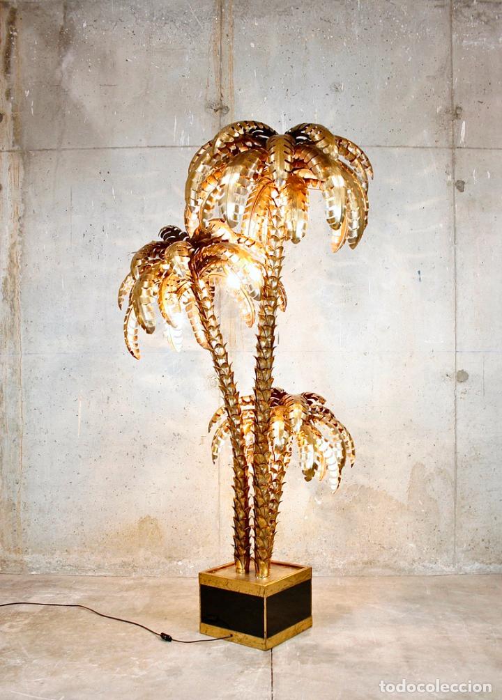 Vintage: L&Aacute;MPARA PIE TRIPLE PALMERA TIPO MAISON JANSEN - Foto 24