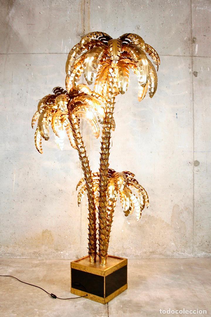 Vintage: L&Aacute;MPARA PIE TRIPLE PALMERA TIPO MAISON JANSEN - Foto 25