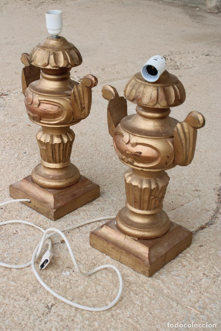 Vintage: pareja de lamparas de madera dorada - Foto 3