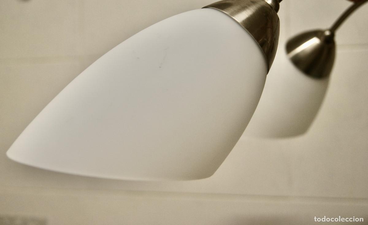 Vintage: L&aacute;mpara de techo n&iacute;quel, madera y cristal - Foto 4