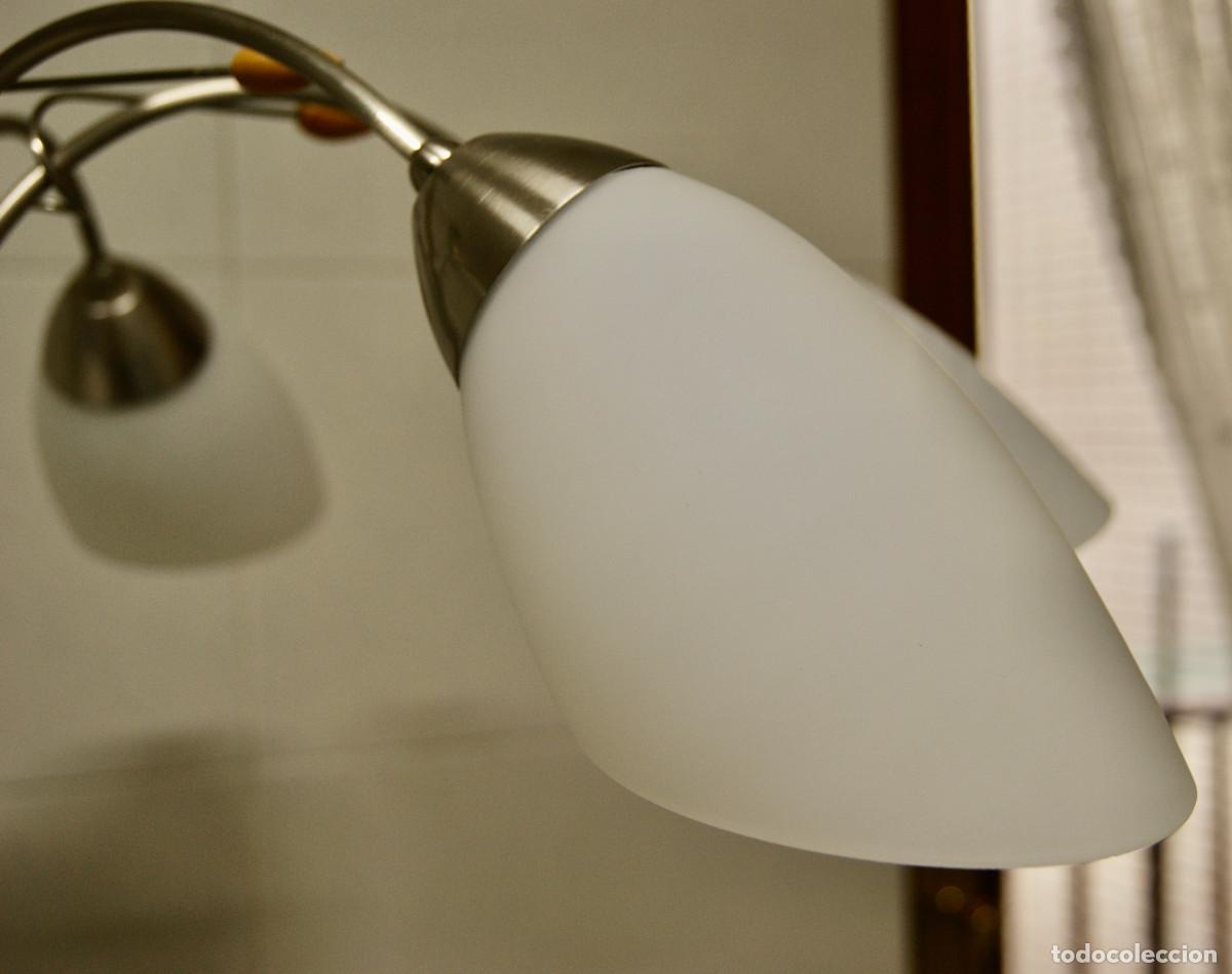 Vintage: L&aacute;mpara de techo n&iacute;quel, madera y cristal - Foto 5