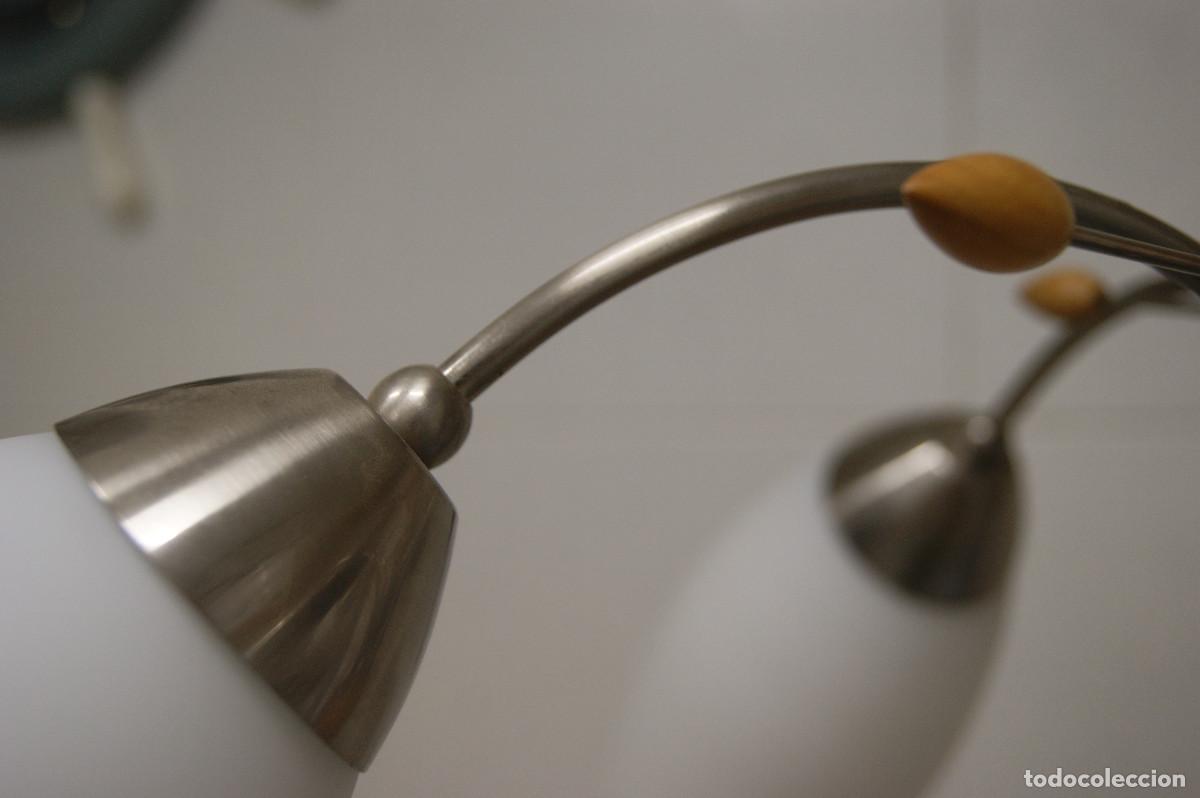 Vintage: L&aacute;mpara de techo n&iacute;quel, madera y cristal - Foto 6