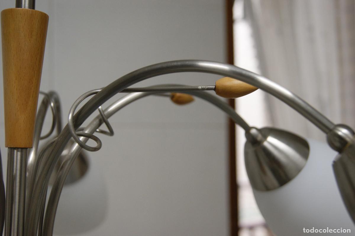 Vintage: L&aacute;mpara de techo n&iacute;quel, madera y cristal - Foto 7