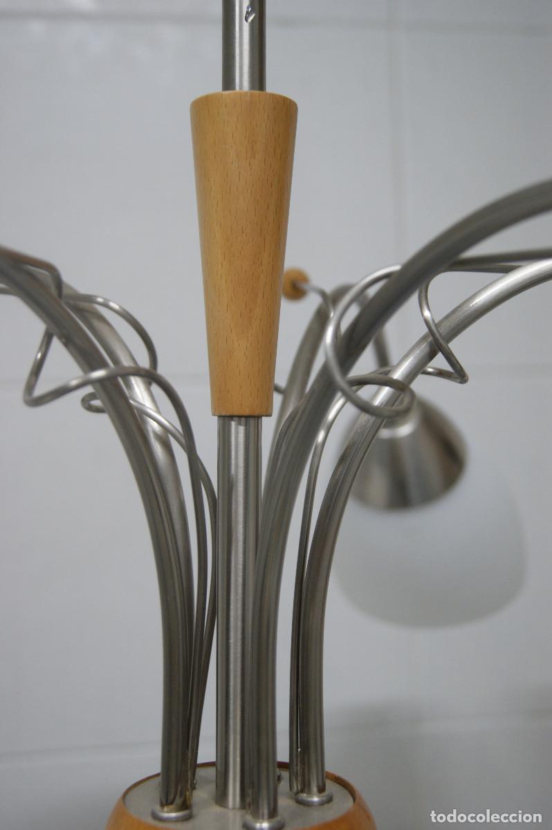 Vintage: L&aacute;mpara de techo n&iacute;quel, madera y cristal - Foto 10