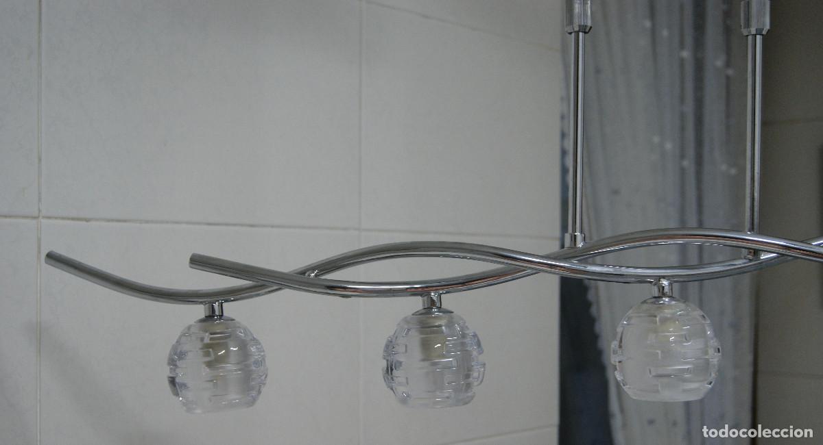 Vintage: L&aacute;mpara de techo, cromo y cristal - Foto 3