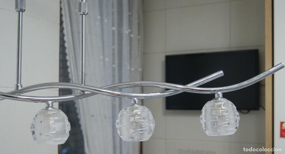 Vintage: L&aacute;mpara de techo, cromo y cristal - Foto 4
