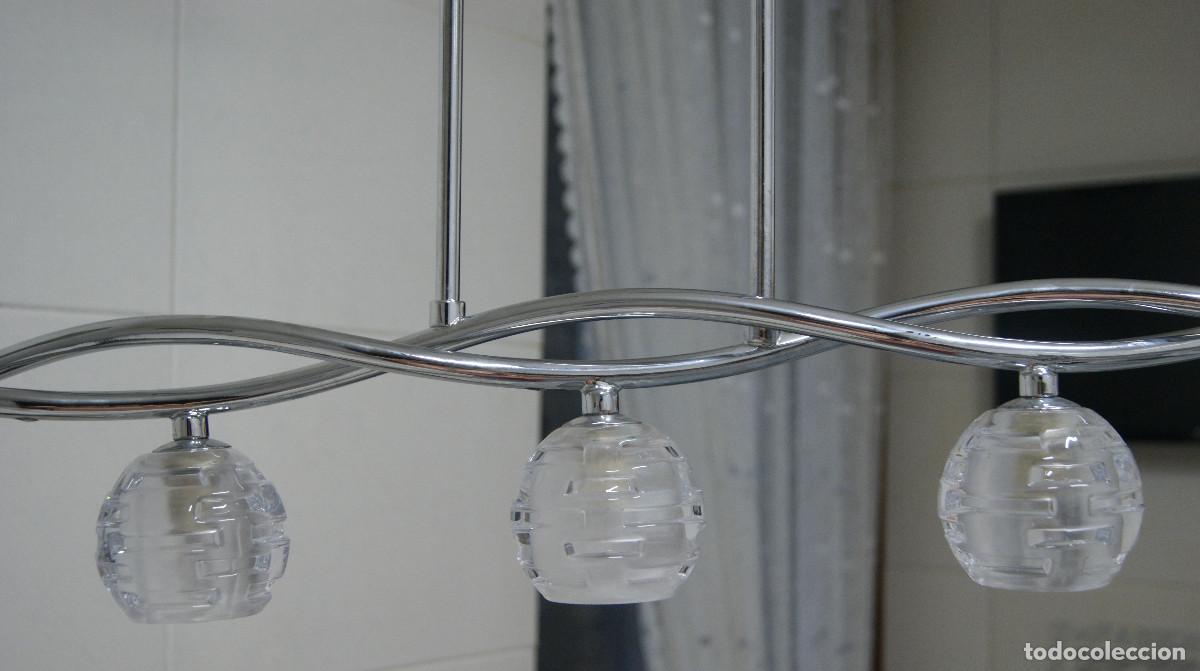 Vintage: L&aacute;mpara de techo, cromo y cristal - Foto 5