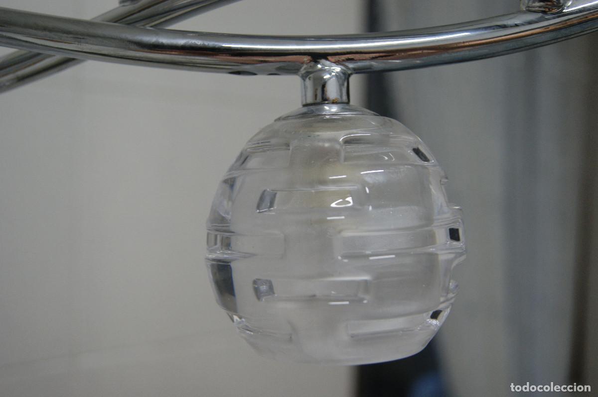 Vintage: L&aacute;mpara de techo, cromo y cristal - Foto 6