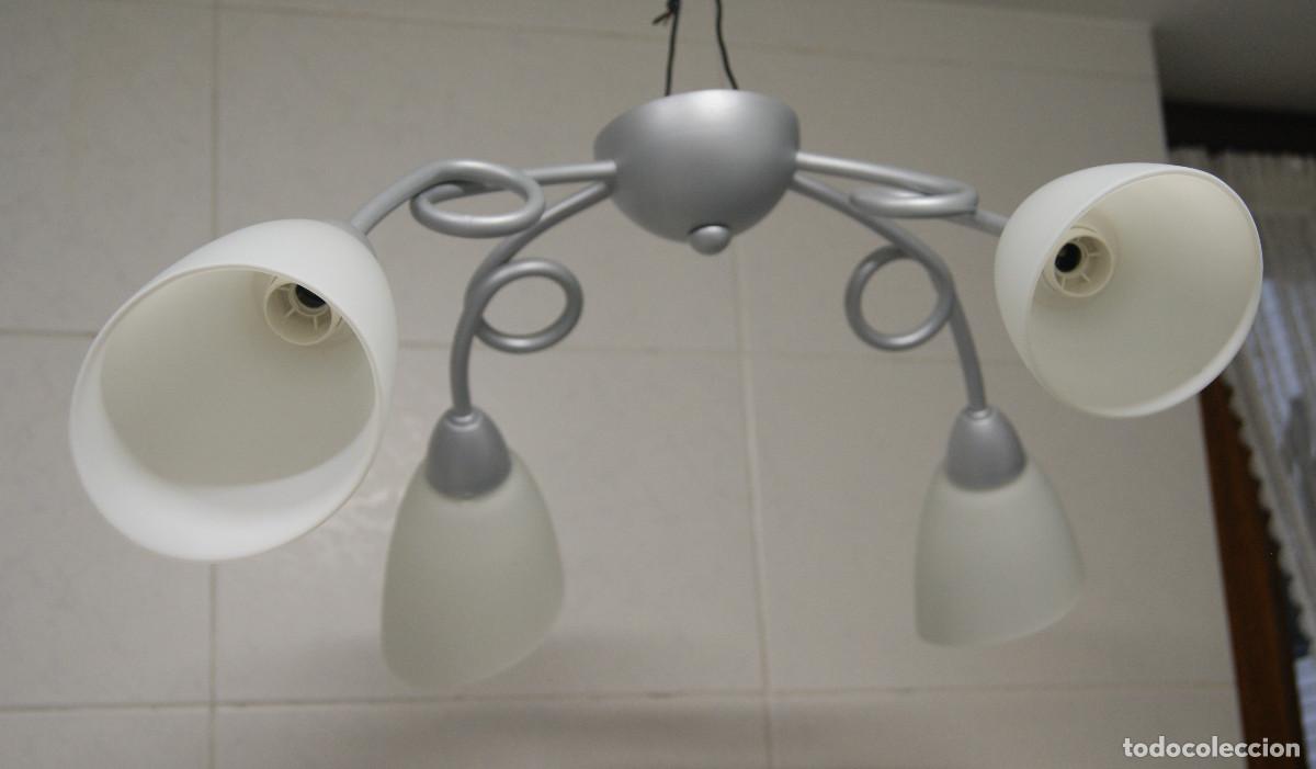 Vintage: L&aacute;mpara de techo gris-plata y cristal - Foto 1