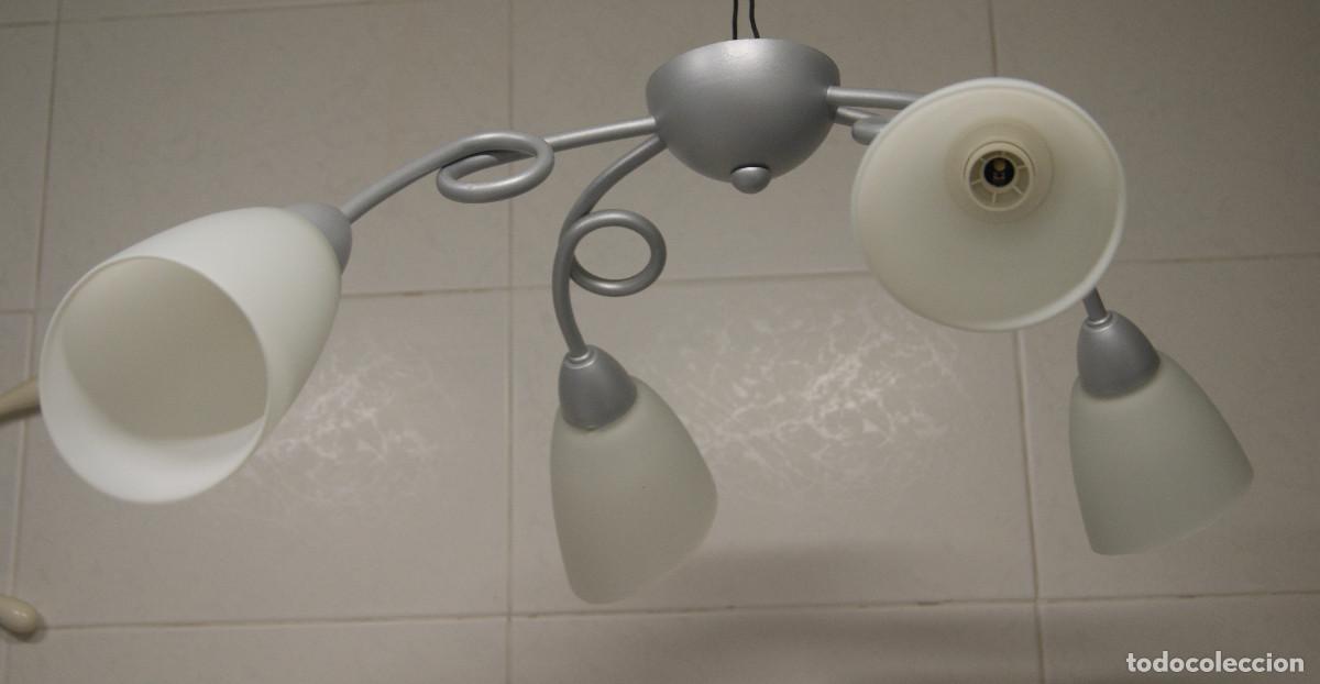 Vintage: L&aacute;mpara de techo gris-plata y cristal - Foto 2