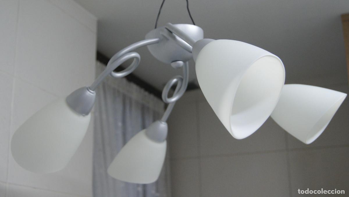 Vintage: L&aacute;mpara de techo gris-plata y cristal - Foto 3