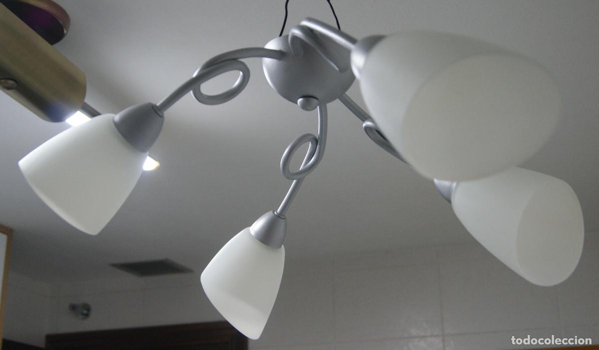 Vintage: L&aacute;mpara de techo gris-plata y cristal - Foto 4