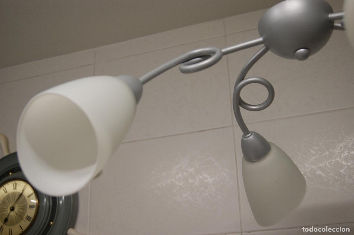 Vintage: L&aacute;mpara de techo gris-plata y cristal - Foto 5