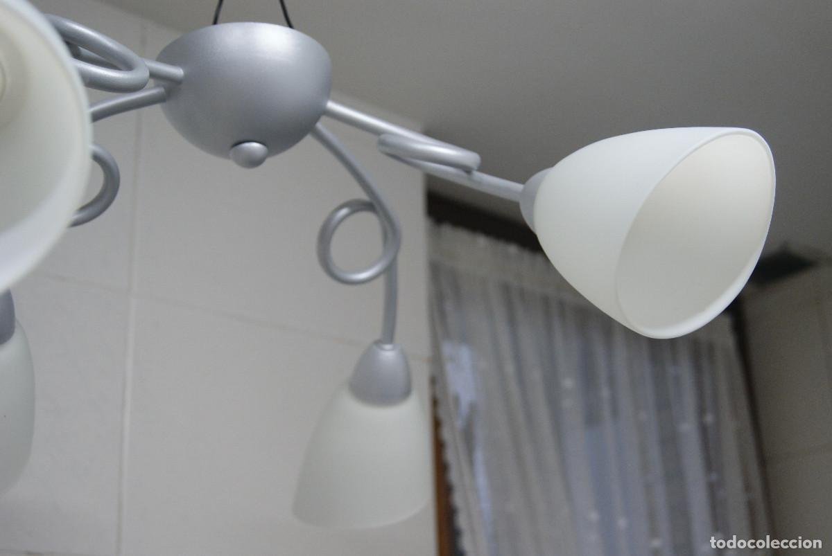 Vintage: L&aacute;mpara de techo gris-plata y cristal - Foto 6