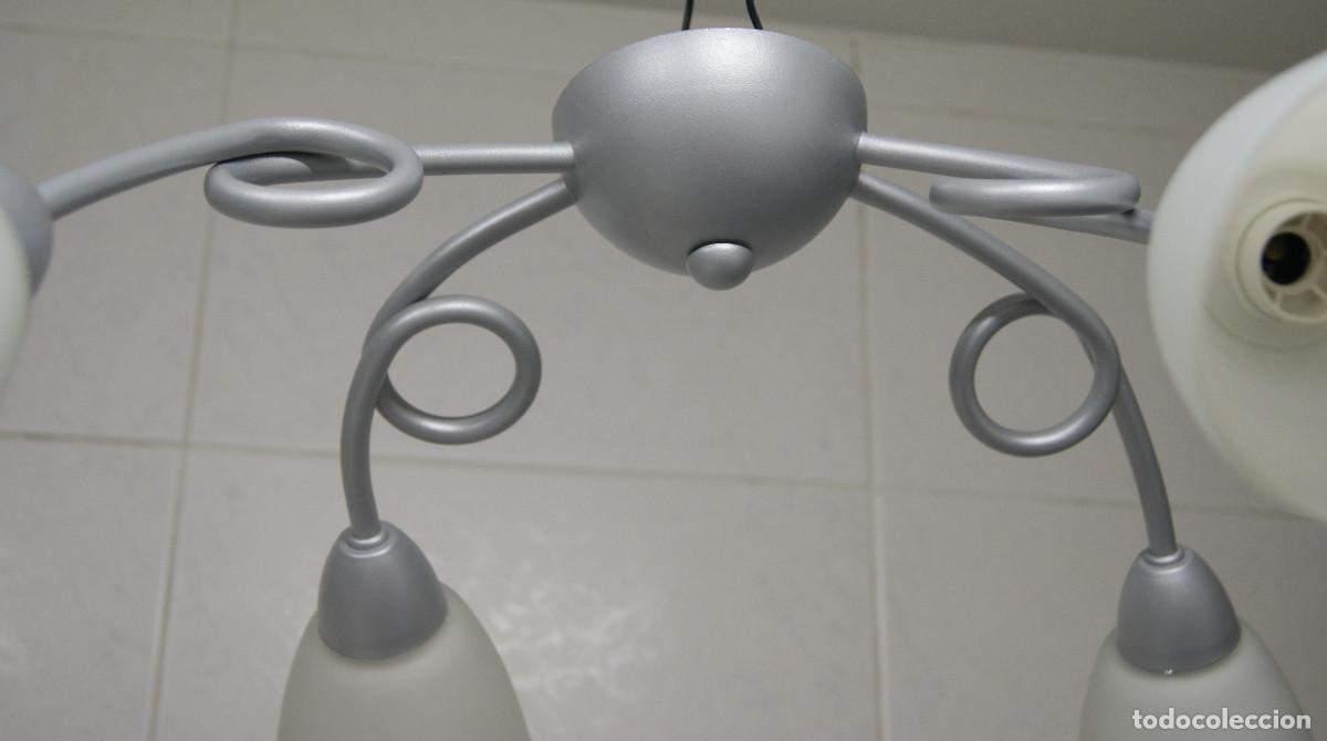 Vintage: L&aacute;mpara de techo gris-plata y cristal - Foto 7
