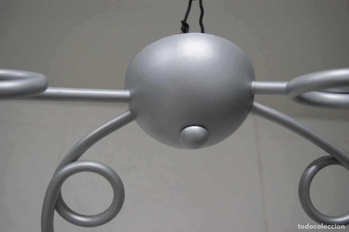 Vintage: L&aacute;mpara de techo gris-plata y cristal - Foto 8