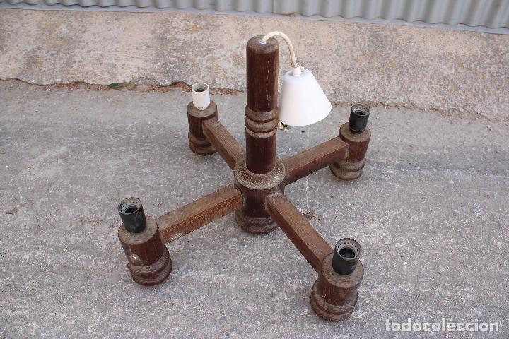Vintage: lampara de techo de madera - Foto 4
