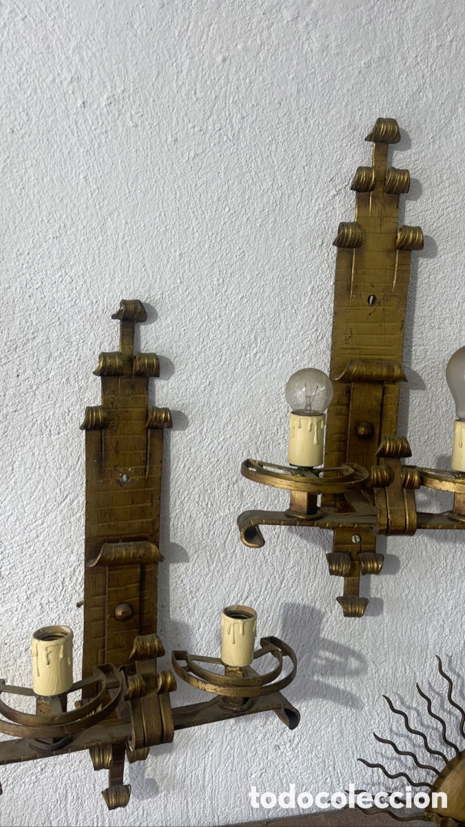 Vintage: Pareja de apliques de hierro forjado 50cms medieval - Foto 3
