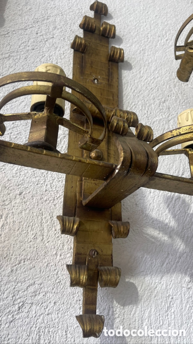 Vintage: Pareja de apliques de hierro forjado 50cms medieval - Foto 4