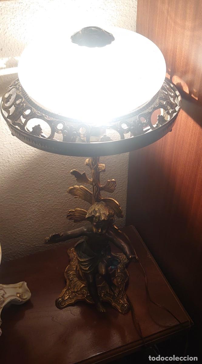 Vintage: L&Aacute;MPARA FIGURA &Aacute;NGEL BRONCE - Foto 6