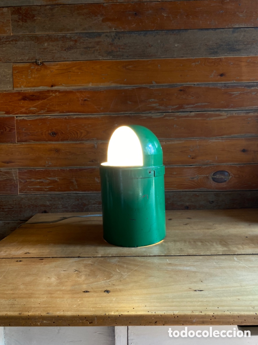 Vintage: L&aacute;mpara de mesa industrial lacada verde - Foto 7