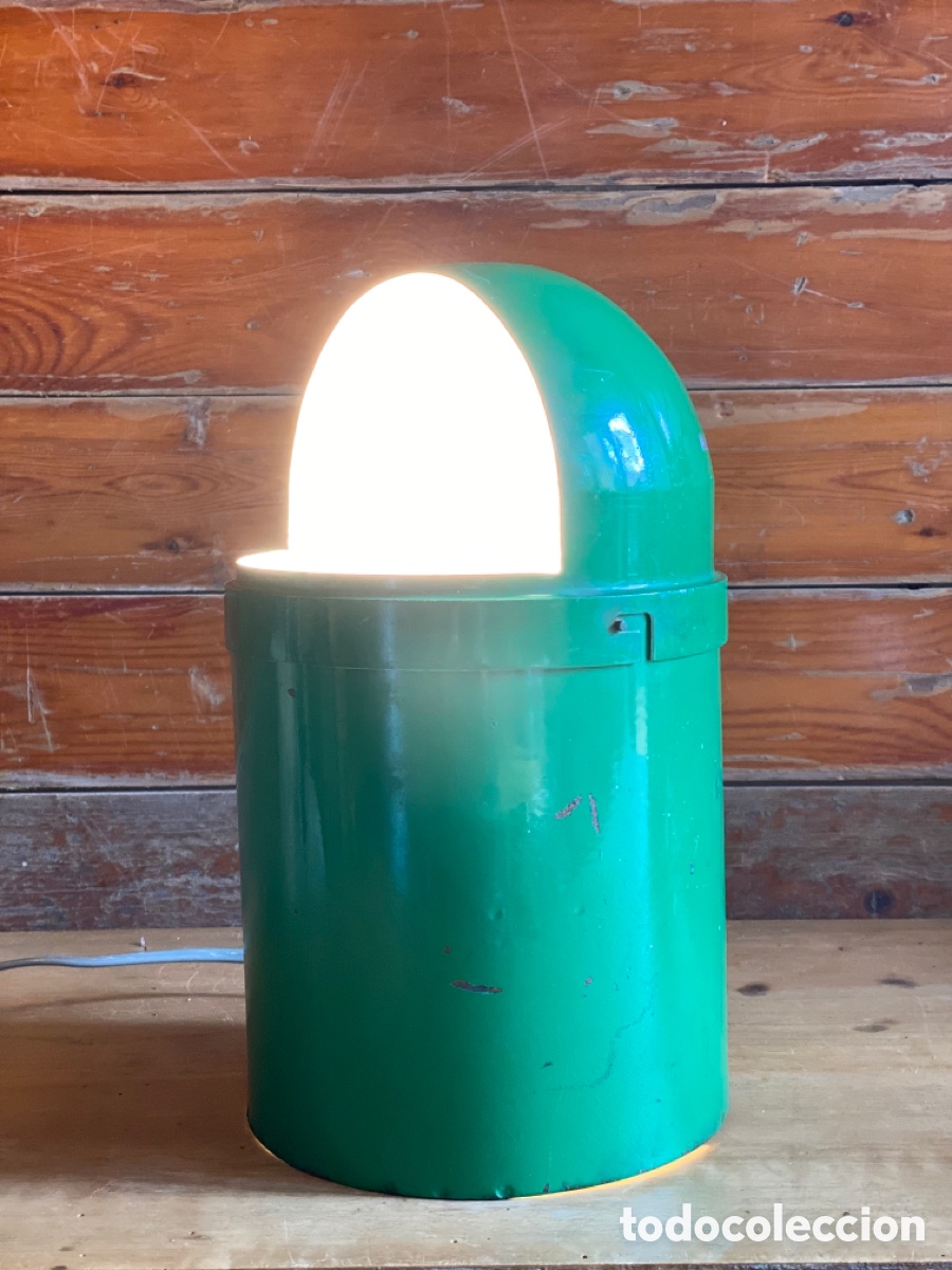 Vintage: L&aacute;mpara de mesa industrial lacada verde - Foto 8