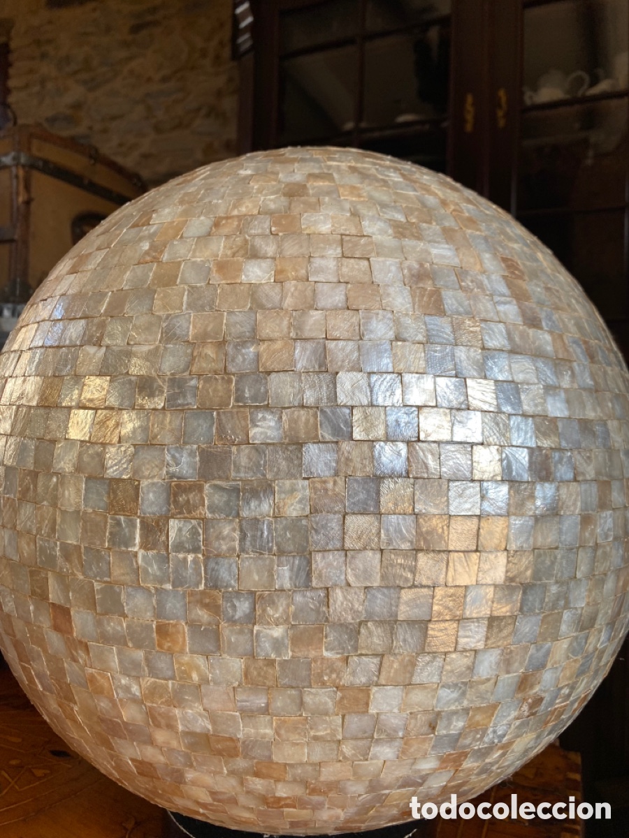 Vintage: L&aacute;mpara de mesa globo mosaico de n&aacute;car - Foto 2