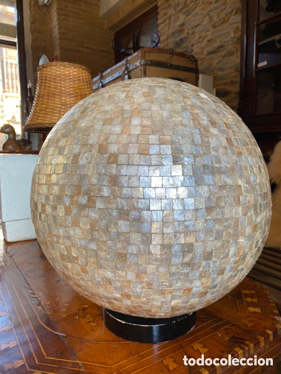 Vintage: L&aacute;mpara de mesa globo mosaico de n&aacute;car - Foto 5