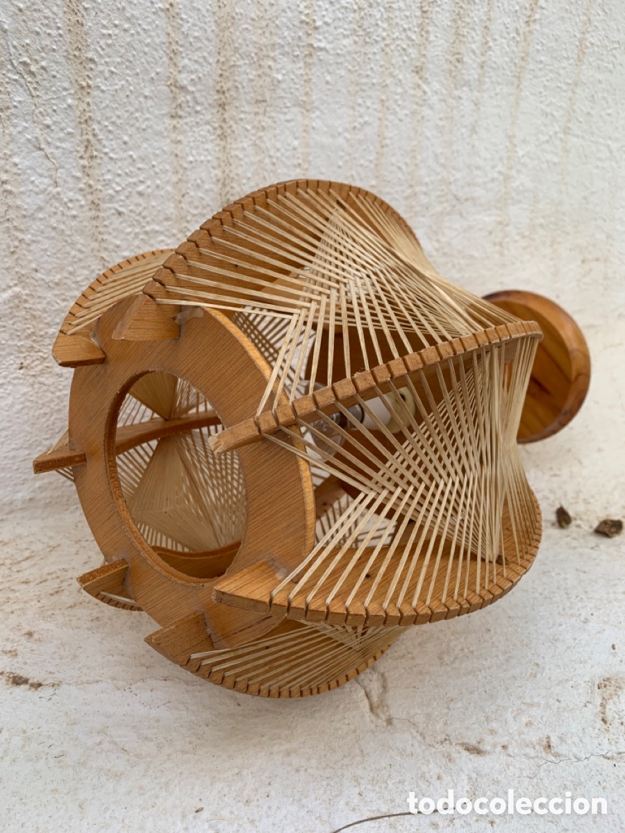 Vintage: L&Aacute;MPARA VINTAGE MADERA Y RAFIA - Foto 3