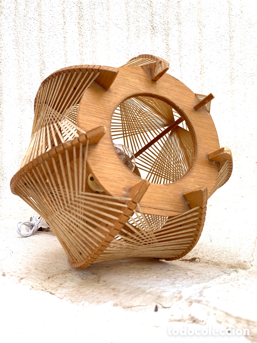 Vintage: L&Aacute;MPARA VINTAGE MADERA Y RAFIA - Foto 4
