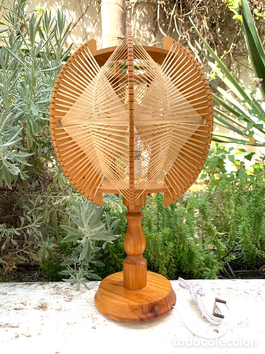 Vintage: L&Aacute;MPARA VINTAGE MADERA Y RAFIA - Foto 6